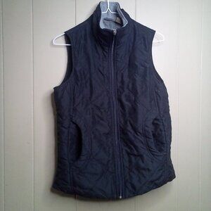 Jane Ashley Quilted Vest S Puffy Pockets Black